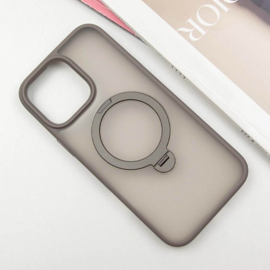 TPU+PC чохол Metal Buttons with MagSafe Colorful HQ Ring для Apple iPhone 15 Pro (6.1") Grey - зображення 1 