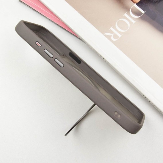 TPU+PC чехол Metal Buttons with MagSafe Colorful HQ Ring для Apple iPhone 15 Pro (6.1"), Grey