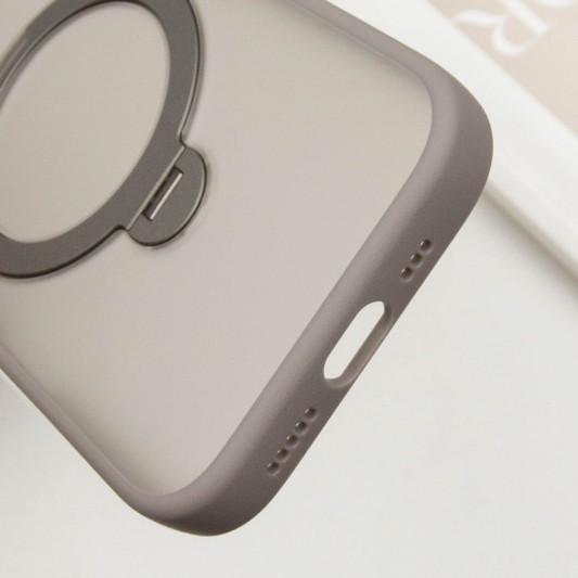 TPU+PC чохол Metal Buttons with MagSafe Colorful HQ Ring для Apple iPhone 15 Pro (6.1") Grey - зображення 4 