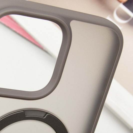 TPU+PC чохол Metal Buttons with MagSafe Colorful HQ Ring для Apple iPhone 15 Pro (6.1") Grey - зображення 5 