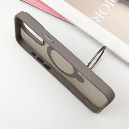 TPU+PC чохол Metal Buttons with MagSafe Colorful HQ Ring для Apple iPhone 15 Pro (6.1") Grey - зображення 6 