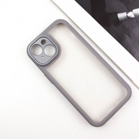 TPU чохол Transparent + Colour 1,5mm для Apple iPhone 14 (6.1") Grey - зображення 1 