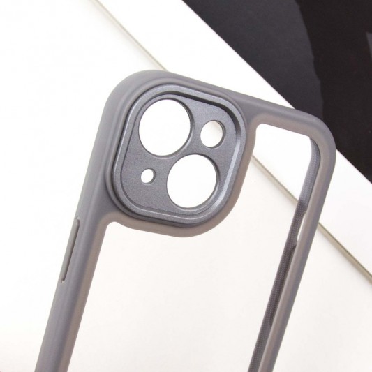 TPU чохол Transparent + Colour 1,5mm для Apple iPhone 14 (6.1") Grey - зображення 2 