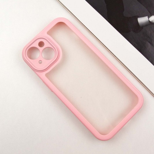 TPU чехол Transparent + Colour 1,5mm для Apple iPhone 14 (6.1") Pink - изображение 1