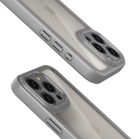 TPU чехол Transparent + Colour 1,5mm для Apple iPhone 14 Pro (6.1") Grey - изображение 1