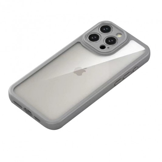 TPU чехол Transparent + Colour 1,5mm для Apple iPhone 14 Pro (6.1") Grey - изображение 2