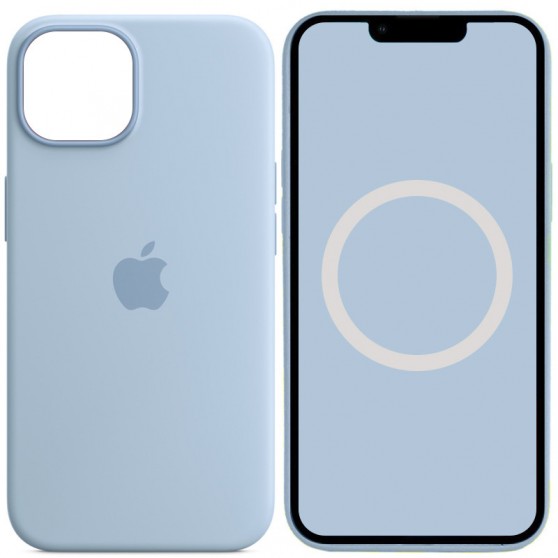 Чехол Silicone case (AAA) with Magsafe and Animation для Apple iPhone 14 (6.1") Голубой / Sky