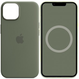 Чехол Silicone case (AAA) full with Magsafe and Animation для Apple iPhone 14 (6.1"), Зеленый / Olive
