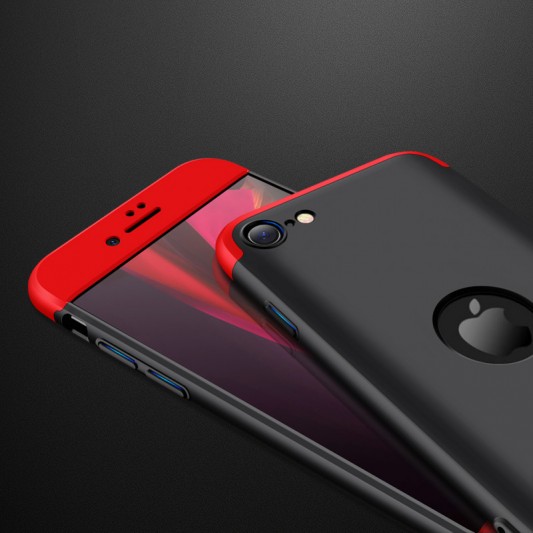 Пластиковая накладка GKK LikGus 360 градусов (opp) с лого для Apple iPhone SE (2020) Черный / Красный - изображение 3