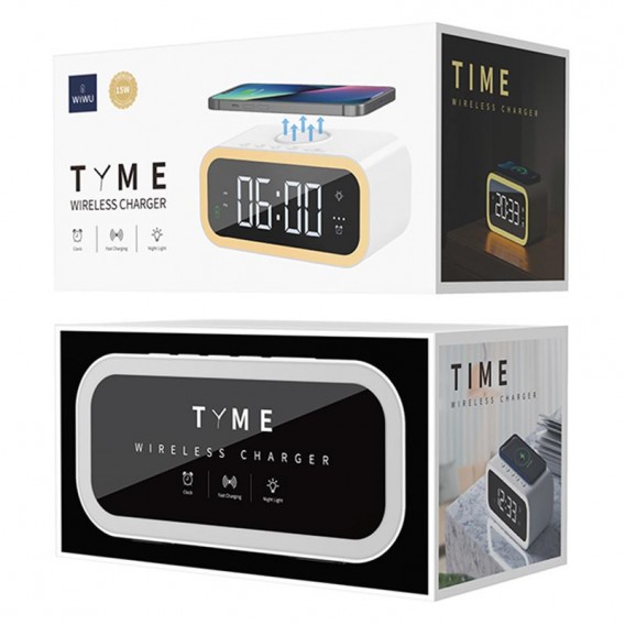 Бездротова зарядка WIWU Wi-W015 2 in 1 Time Wireless Charger, White