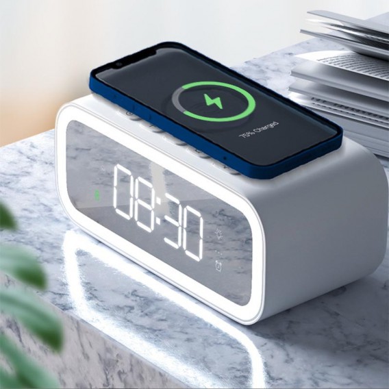 Бездротова зарядка WIWU Wi-W015 2 in 1 Time Wireless Charger, White