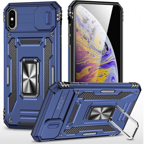 Удароміцний чохол Camshield Army Ring для Apple iPhone X/XS (5.8"), Синій / Navy