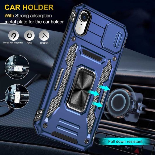Ударопрочный чехол Camshield Army Ring для Apple iPhone XR (6.1") Синий / Navy - изображение 2