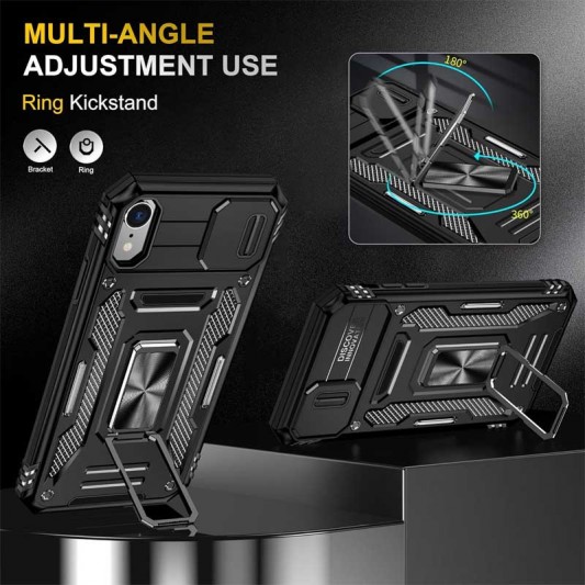 Ударопрочный чехол Camshield Army Ring для Apple iPhone XR (6.1") Черный / Black - изображение 1