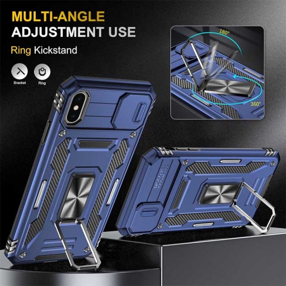 Ударопрочный чехол Camshield Army Ring для Apple iPhone XS Max (6.5"), Синий / Navy