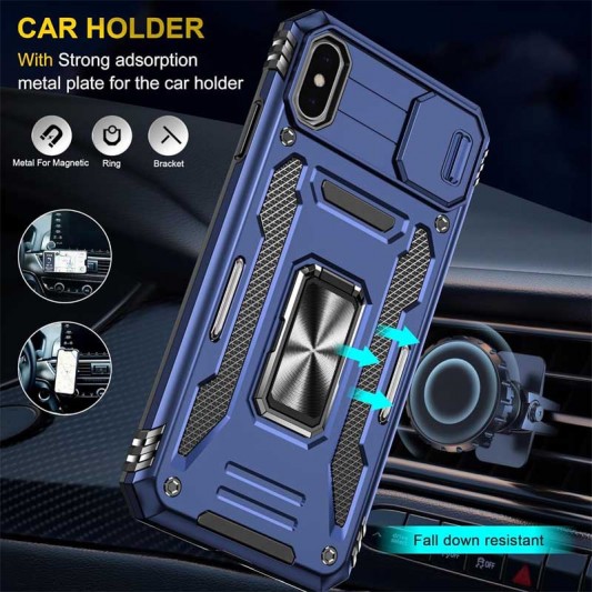 Ударостійкий чохол Camshield Army Ring для Apple iPhone XS Max (6.5") Синій / Navy - зображення 2 