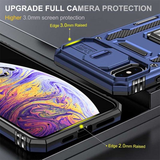 Ударостійкий чохол Camshield Army Ring для Apple iPhone XS Max (6.5") Синій / Navy - зображення 3 