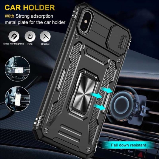 Ударопрочный чехол Camshield Army Ring для Apple iPhone XS Max (6.5") Черный / Black - изображение 1