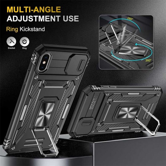 Ударопрочный чехол Camshield Army Ring для Apple iPhone XS Max (6.5") Черный / Black - изображение 2