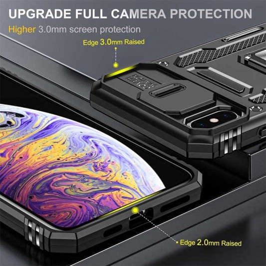 Ударопрочный чехол Camshield Army Ring для Apple iPhone XS Max (6.5") Черный / Black - изображение 3