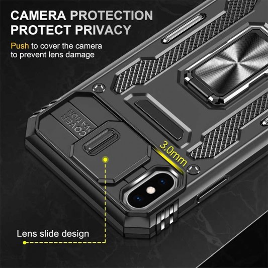 Ударопрочный чехол Camshield Army Ring для Apple iPhone XS Max (6.5") Черный / Black - изображение 5