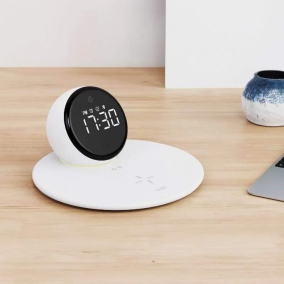 Бездротова зарядка WIWU Wi-W017 15W Wireless Charger+Digital Alarm+Bluetooth Speaker, White