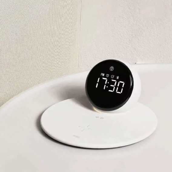 Бездротова зарядка WIWU Wi-W017 15W Wireless Charger+Digital Alarm+Bluetooth Speaker, White