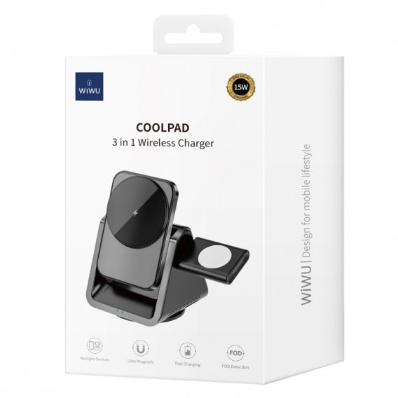 Бездротова зарядка WIWU Wi-W018 3 in 1 Wireless Charger, Grey
