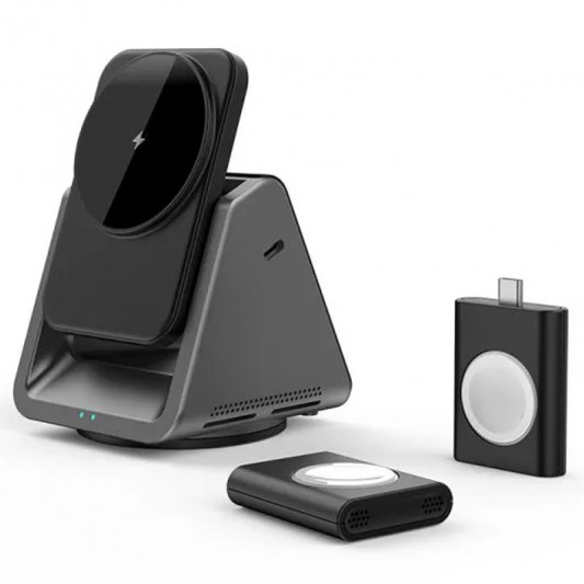 БЗП WIWU Wi-W018 3 in 1 wireless charger Grey - зображення 3 