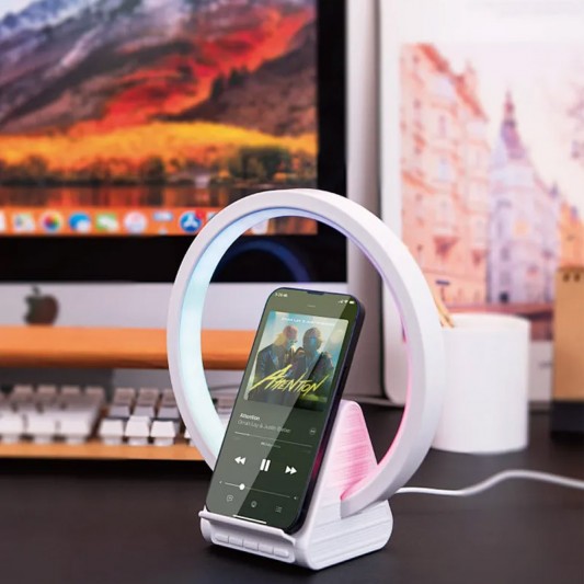 БЗУ WIWU Wi-W021 2 in 1 Wireless Charger+Bluetooth Speaker White - изображение 4