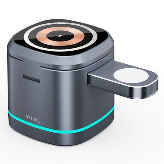 БЗП WIWU Wi-W024 3 in 1 wireless charger Grey - зображення 1 