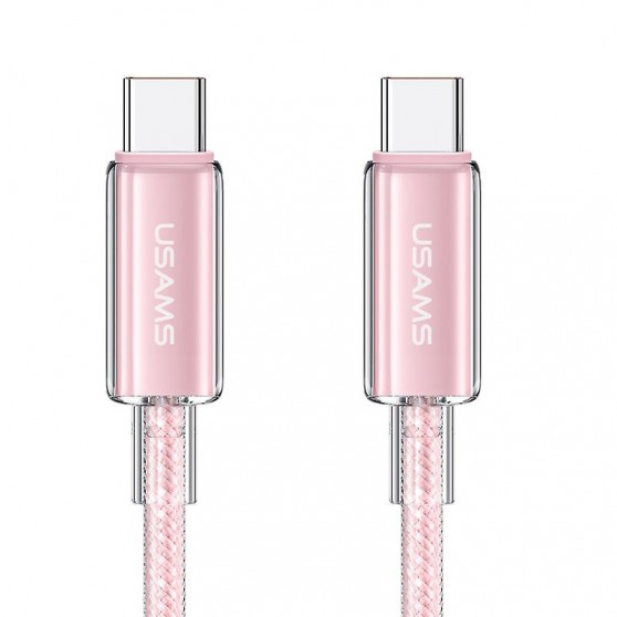 Дата кабель USAMS US-SJ660 Type-C to Type-C PD100W Cloud Series (1.2m) Pink