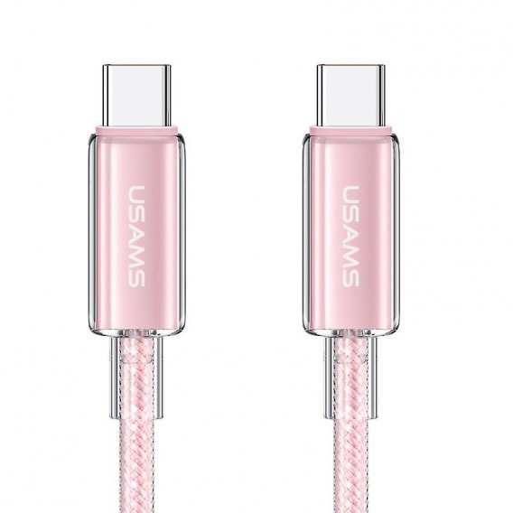 Дата кабель USAMS US-SJ660 Type-C to Type-C PD100W Cloud Series (1.2m), Рожевий