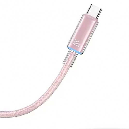 Дата кабель USAMS US-SJ660 Type-C to Type-C PD100W Cloud Series (1.2m) Pink - изображение 1