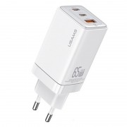 Блок живлення Usams US-CC180 65W ACC 3 Ports GaN Sandru series, White