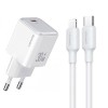 Зарядное устройство Usams US-CC186 PD30W 1C + US-SJ610 Type-C to Lightning PD YX Series, White