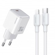 Блок живлення Usams US-CC186 PD30W (1USB-C) + кабель Type-C to Lightning White