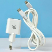 Блок живленя Usams US-CC186 PD30W 1C + US-SJ610 Type-C to Lightning PD YX Series, White