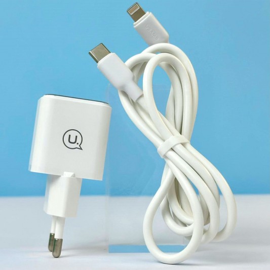 МЗП Usams US-CC186 PD30W (1USB-C) + кабель Type-C to Lightning White - зображення 3 