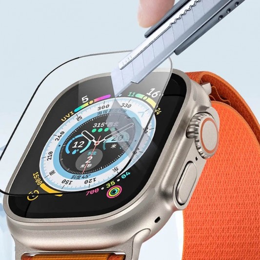 Защитное 2.5D стекло Blueo Corning Gorilla Glass для Apple Watch Ultra / Ultra 2 49mm Черный - изображение 3