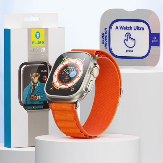 Защитное 2.5D стекло Blueo Corning Gorilla Glass для Apple Watch Ultra / Ultra 2 49mm Черный - изображение 6