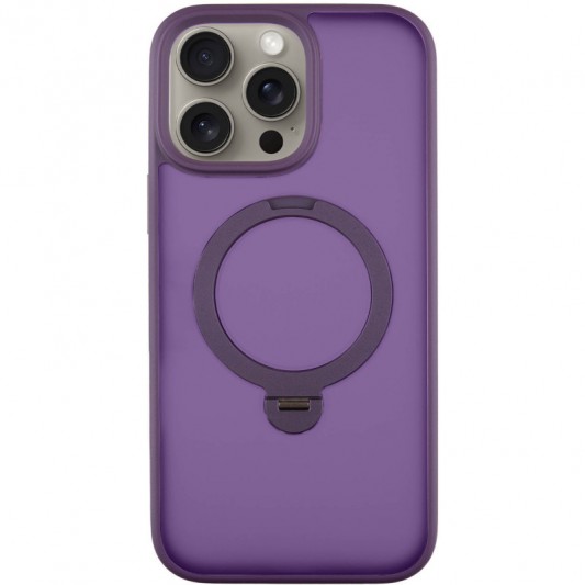TPU+PC чохол Metal Buttons with MagSafe Colorful HQ Ring для Apple iPhone 15 Pro (6.1") Purple
