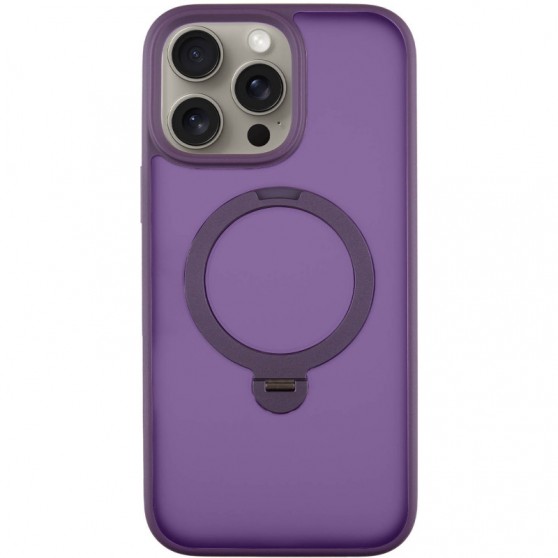 TPU+PC чехол Metal Buttons with MagSafe Colorful HQ Ring для Apple iPhone 15 Pro (6.1") Purple