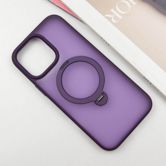 TPU+PC чохол Metal Buttons with MagSafe Colorful HQ Ring для Apple iPhone 15 Pro (6.1") Purple - зображення 1 