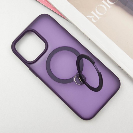 TPU+PC чохол Metal Buttons with MagSafe Colorful HQ Ring для Apple iPhone 15 Pro (6.1") Purple - зображення 2 