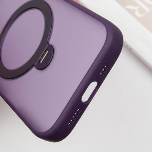 TPU+PC чохол Metal Buttons with MagSafe Colorful HQ Ring для Apple iPhone 15 Pro (6.1") Purple - зображення 5 