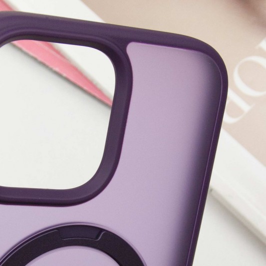 TPU+PC чохол Metal Buttons with MagSafe Colorful HQ Ring для Apple iPhone 15 Pro (6.1") Purple - зображення 6 