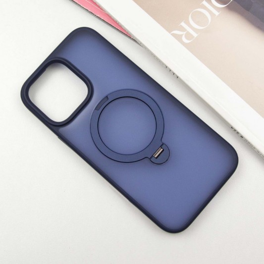TPU+PC чохол Metal Buttons with MagSafe Colorful HQ Ring для Apple iPhone 14 Pro Max (6.7"), Dark Blue - зображення 1 