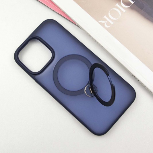 TPU+PC чохол Metal Buttons with MagSafe Colorful HQ Ring для Apple iPhone 14 Pro Max (6.7"), Dark Blue - зображення 2 
