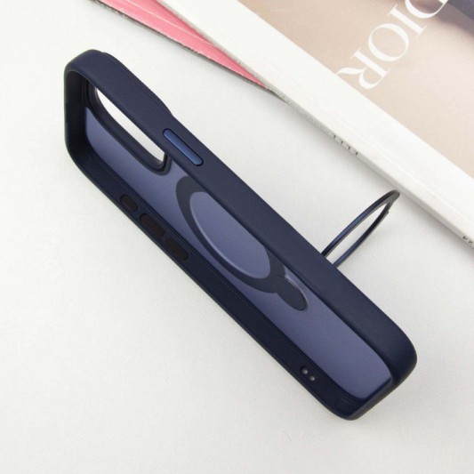 TPU+PC чохол Metal Buttons with MagSafe Colorful HQ Ring для Apple iPhone 14 Pro Max (6.7"), Dark Blue - зображення 4 